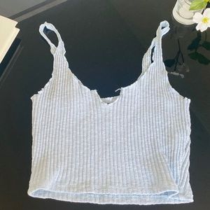 Blue Ribbed Knit Tank